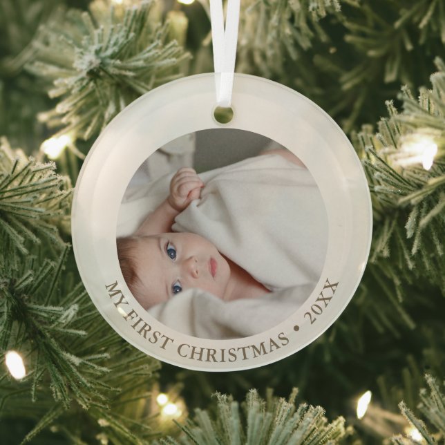 Ornement En Verre Noël du bébé | Photo et texte personnalisés (Insitu)