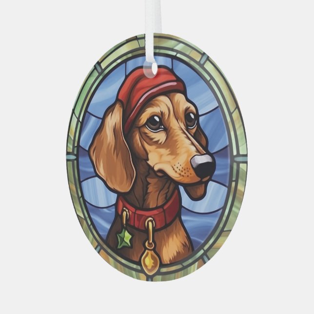 Ornement En Verre Noël en verre teint Dachshund (Avant gauche)