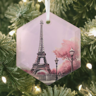 Ornement En Verre Noël français en rose doux