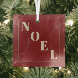 Ornement En Verre Noel moderne classique Noël Rouge Arc Bronze Ligne