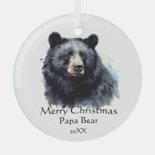 Ornement En Verre Noël Papa Ours Animal Faune Dénue