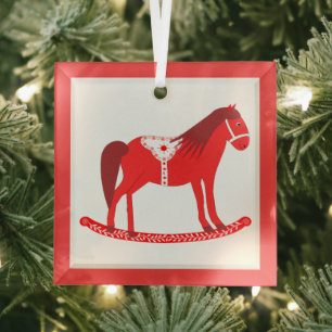 Ornement En Verre Noël scandinave Cheval Rocking