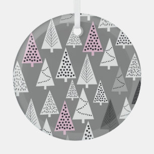 Ornement En Verre Noël simple : Motif d'arbre Abstrait