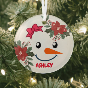 Ornement En Verre Noël vintage de snowman