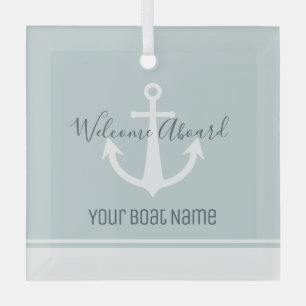 Ornement En Verre Nom du bateau Ancre nautique