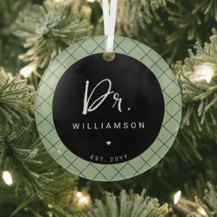 Ornement En Verre Nom personnalisé Dr Minimaliste Docteur Graduation