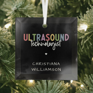Ornement En Verre Nom personnalisé Ultrasound Technologist Cadeaux