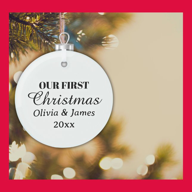 Ornement En Verre Nos premiers Noël Noms Année Garde (Créateur téléchargé)