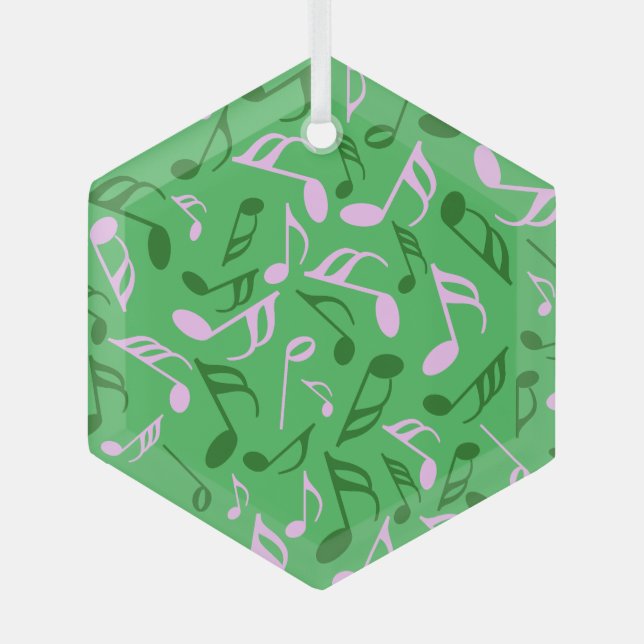 Ornement En Verre Notes de musique vert (Recto)