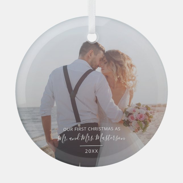 Ornement En Verre Notre 1ère photo de Noël (Recto)