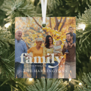 Ornement En Verre Notre Amour   Citation de nom de famille & Cadeau 