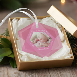 Ornement En Verre Notre petit bijou Octobre Birthstone Baby Stats de