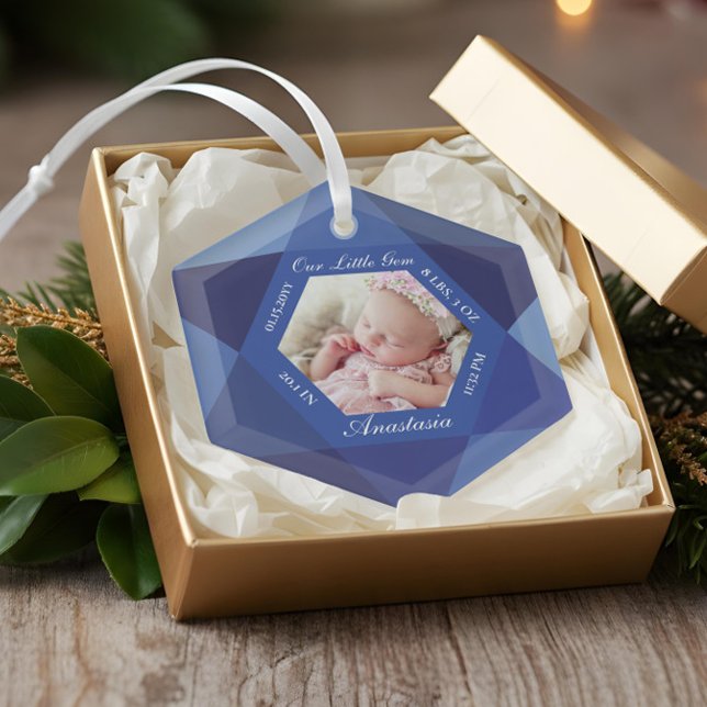 Ornement En Verre Notre petit bijou Septembre Birthstone Baby Birth (Our Little Gem September Birthstone Baby Birth Glass Ornament)