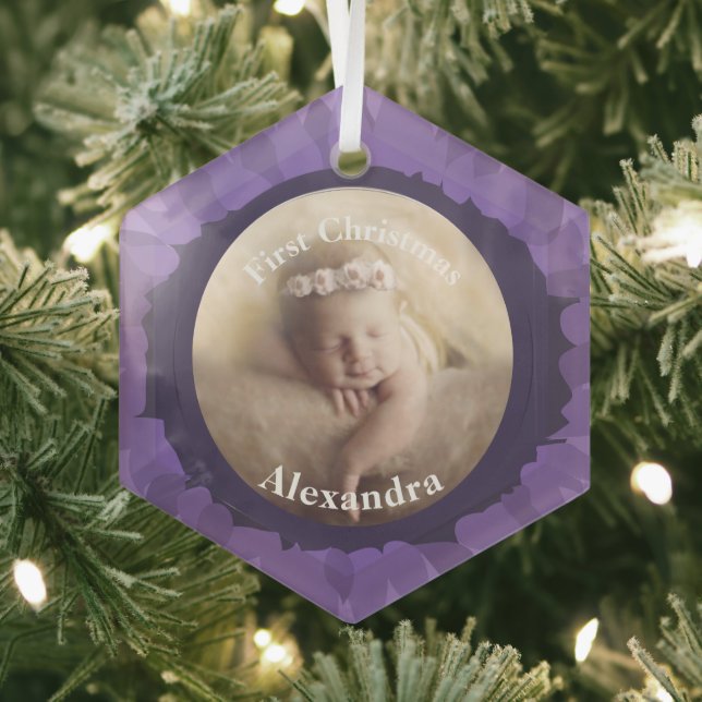 Ornement En Verre Notre petit Gerber Baby Photo Ornament - Raisin (Insitu)