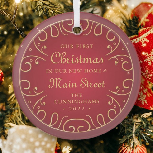 Ornement En Verre Notre premier Noël dans notre nouvelle maison Faux (Créateur téléchargé)