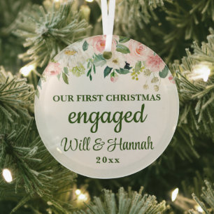 Ornement En Verre Notre premier Noël fiancés Couple personnalisé