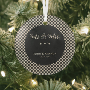 Ornement En Verre Notre premier Noël Nouveau Retro Mr et Mrs.