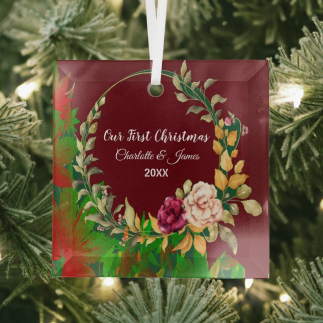 Ornement En Verre Notre première aquarelle de Noël Green Wath person (Insitu)