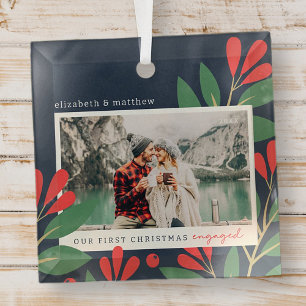 Ornement En Verre Notre première photo de Noël Engagé de Foliage Mod