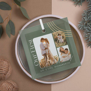 Ornement En Verre Notre première photo moderne de Noël