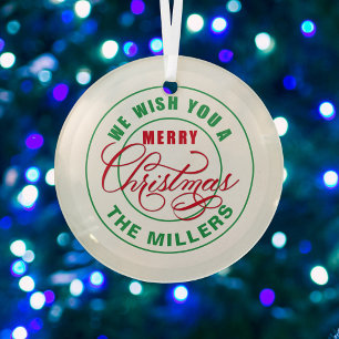 Ornement En Verre Nous Vous Souhaitons Un Joyeux Noël