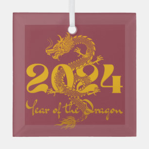 Ornement En Verre Nouvel An chinois 2024 Année du Dragon
