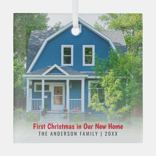 Ornement En Verre Nouvelle Maison Photo Premier Noël (Recto)