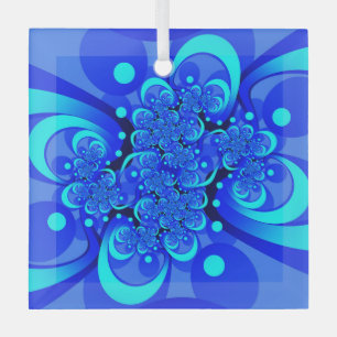 Ornement En Verre Nuances de bleu Art fractal abstrait moderne