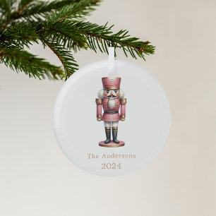 Ornement En Verre Nutcracker rose blanc
