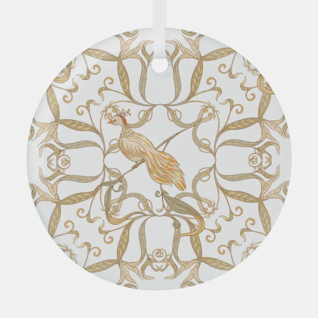 Ornement En Verre Oiseaux à fleurs Art nouveau (Recto)