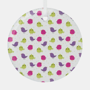 Ornement En Verre Oiseaux colorés mignons