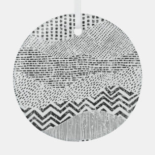 Ornement En Verre Ornament noir blanc Wavwork