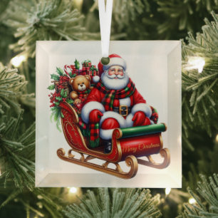 Ornement En Verre Ornement de Père Noël et de verre couché de Noël