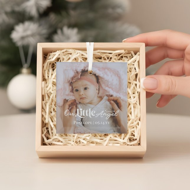 Ornement En Verre Our Little Angel Sweet Newborn Baby Photo Keepsake (Our Little Angel Sweet Newborn Baby Photo Keepsake Glass Ornament)
