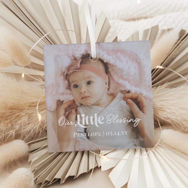 Ornement En Verre Our Little Blessing Newborn Baby Photo Keepsake (Our Little Blessing Newborn Baby Photo Keepsake Glass Ornament)