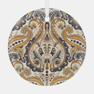 Ornement En Verre Paisley Floral : Conception colorée et transparent