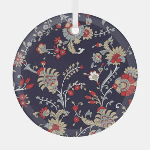Ornement En Verre Paisley indien, arrière - plan de marine, traditio