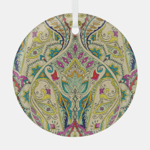 Ornement En Verre Paisley motif de l'Inde, frontière bohème.