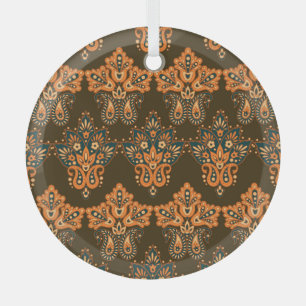 Ornement En Verre Paisley Textile Asiatique : Floral Vintage Illustr