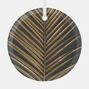 Ornement En Verre Palme de date d'or : Arrière - plan noir minimalis
