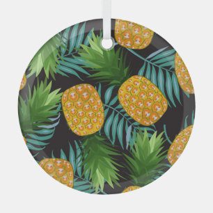 Ornement En Verre Palmiers à ananas Tapisserie noire