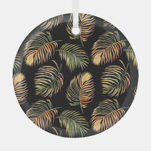 Ornement En Verre Palmiers Gold-Green : Aquarelle Motif sans couture