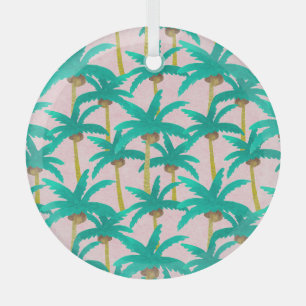 Ornement En Verre Palmiers tropicaux : Motif d'été d'aquarelle