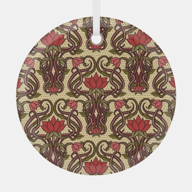 Ornement En Verre Papier peint à fleurs Art Nouveau. (Recto)