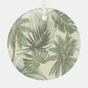 Ornement En Verre Papier peint de palmes Vintages Feuilles tropicale