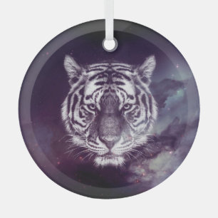 Ornement En Verre Papier peint Galaxy Tiger Face