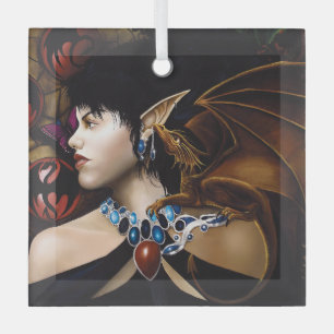 Ornement En Verre Papillon de fantaisie compagnon dragon elfe mystiq