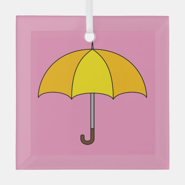 Ornement En Verre Parapluie Jaune (Recto)