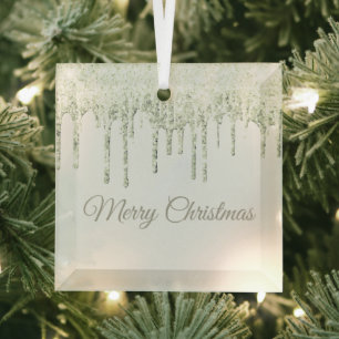 Ornement En Verre Parties scintillant de Noël Joyeux verre de Noël O