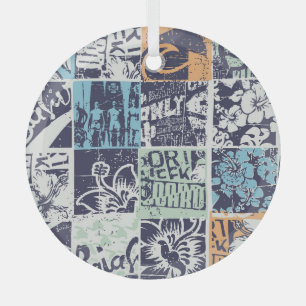 Ornement En Verre Patchwork de surf : grunge vintage motif